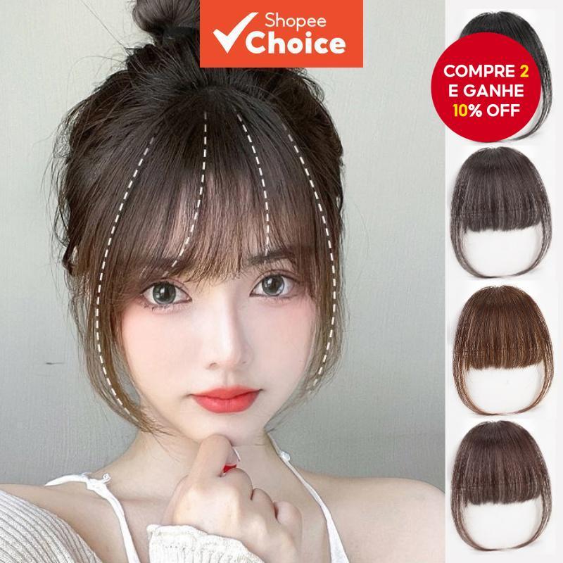 Grampo De Cabelo De Peruca De Franja De Ar Sem Costura Invisível-Extensões Fofas Para Mulheres Com Costeletas