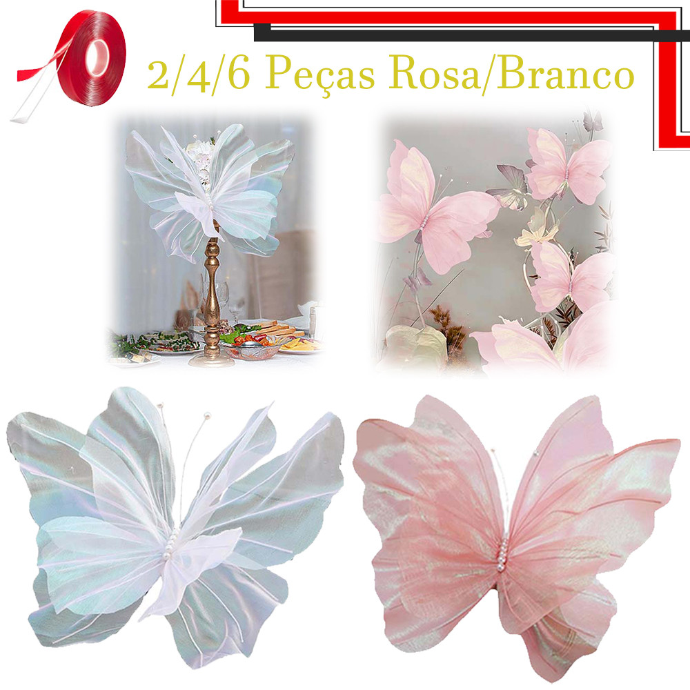 2/4/6 Peças decoração de parede borboleta 3D, decorações de aniversário borboletas decoração de festa decorações de bolo