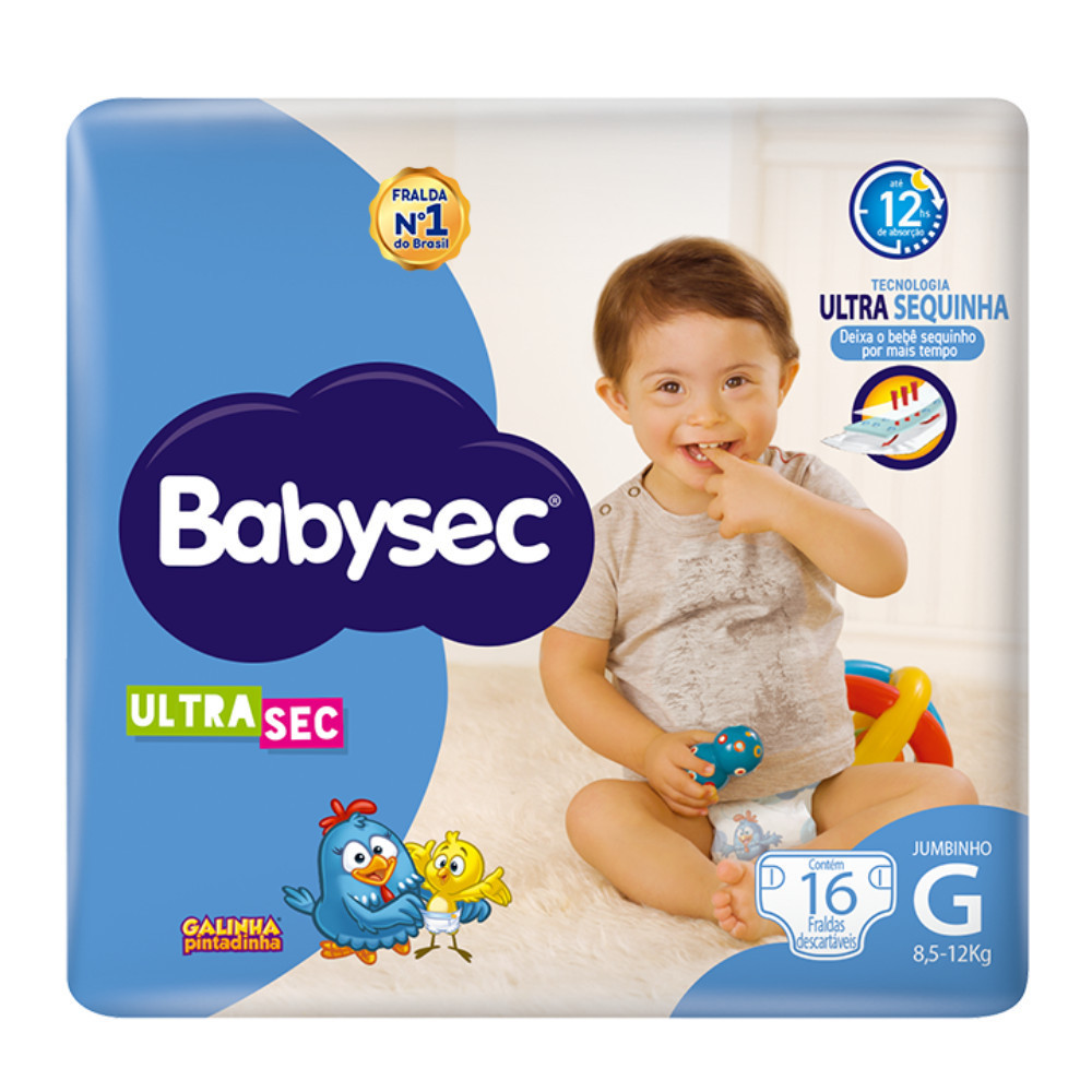 Pacote Econômico Fralda Babysec UltraSec Jumbinho G Galinha Pintadinha 16un- Preferida das Mamães 👩‍🍼