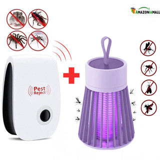 Kit Ecológico Anti Mosquitos E Insetos Com Lâmpada De Luz UV E Repelente Ultrassônico Bivolt Proteção 24H