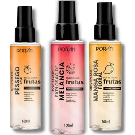Body Splash Porán 160ml | 3 Opções: Melancia, Pêssego, Manga Rosa | Alta Duração no Corpo