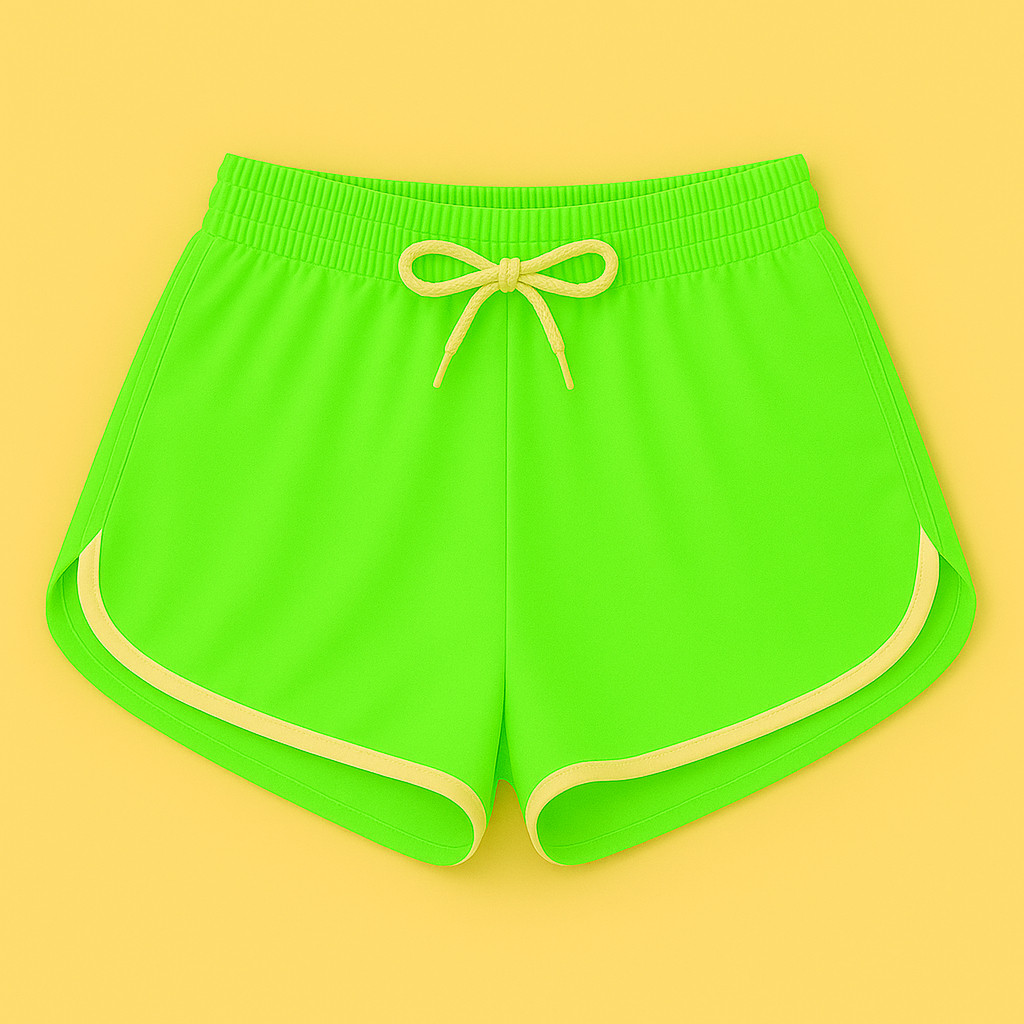 Short Praia Feminino Verde Neon Tactel com Elastano Para o Verão e dias de Calor Fresco Confortável
