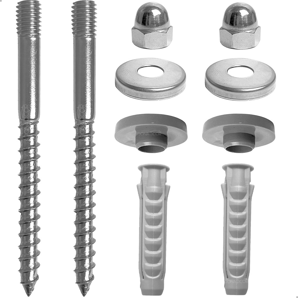 Kit Parafuso Para Vaso Sanitário e Bidê Inox 304 M10 x 90mm Bucha B10 4 Vias Alta Fixação Par