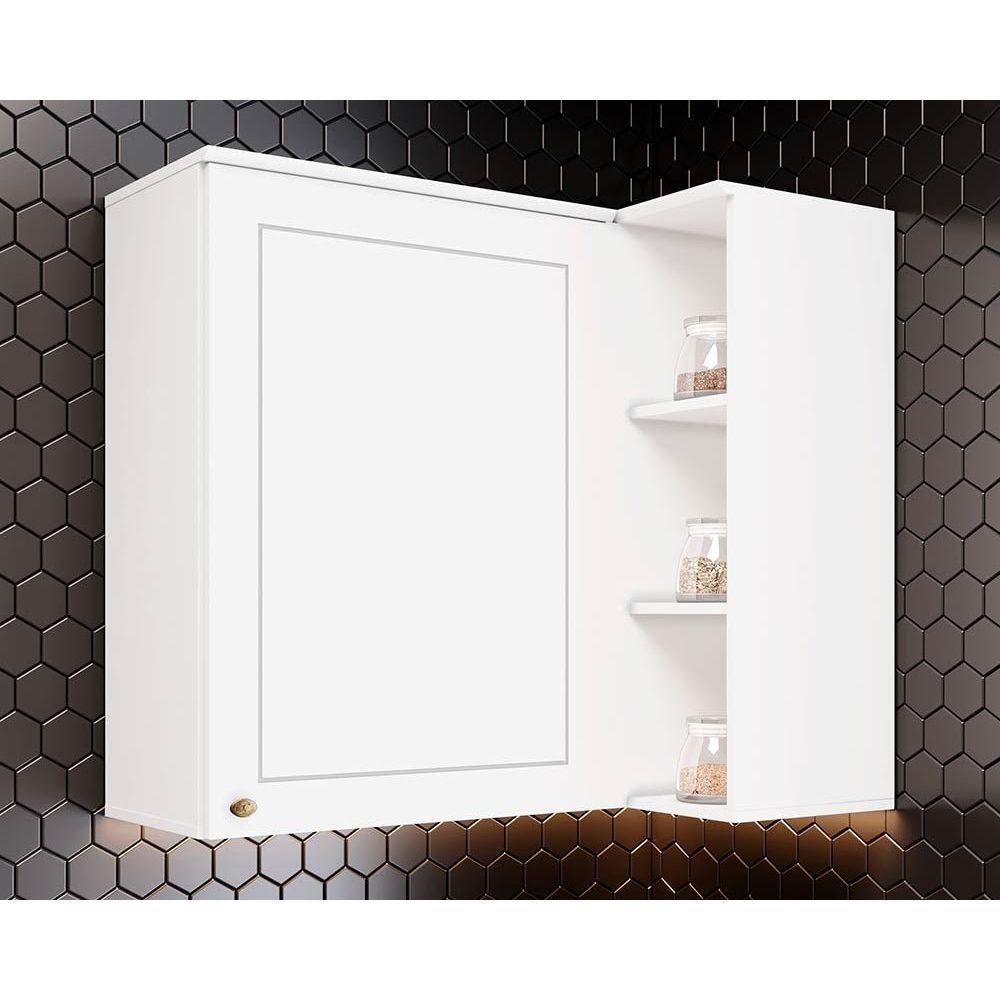 Armário Aéreo Cozinha Modulado Canto Reto Americana 1 Porta 83cm Branco - Henn