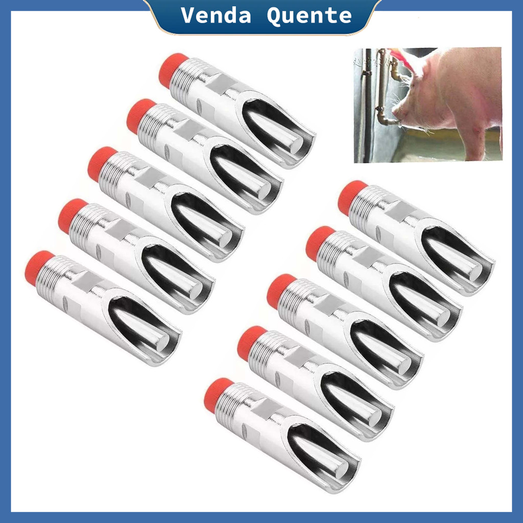 10 conjuntos de aspersor para beber boca de porco de aço inoxidável (7x2cm), com aspersor para beber vórtice