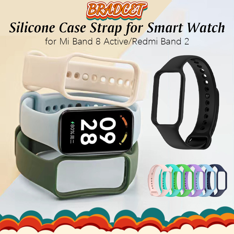 Pulseira Silicone Capinha Capa Para Relógio Smartwatch Xiaomi Mi Band 8 Active/Redmi Watch 2 Strap Case Suave Esporte