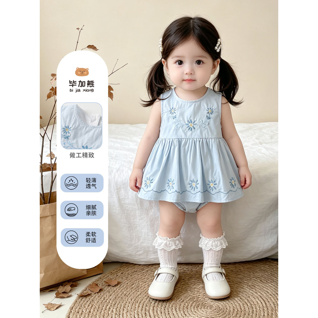 Roupas de bebê roupas de bebê verão colete fino macacão vestido bebê menina roupas de verão pequena idade mensal dopamin