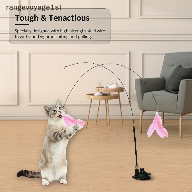 [rge] Brinquedo De Varinha De Pena De Gato Com Ventosa Forte , Jogo Interativo Para Gatinhos , Sino E Flexível Sti Uso E