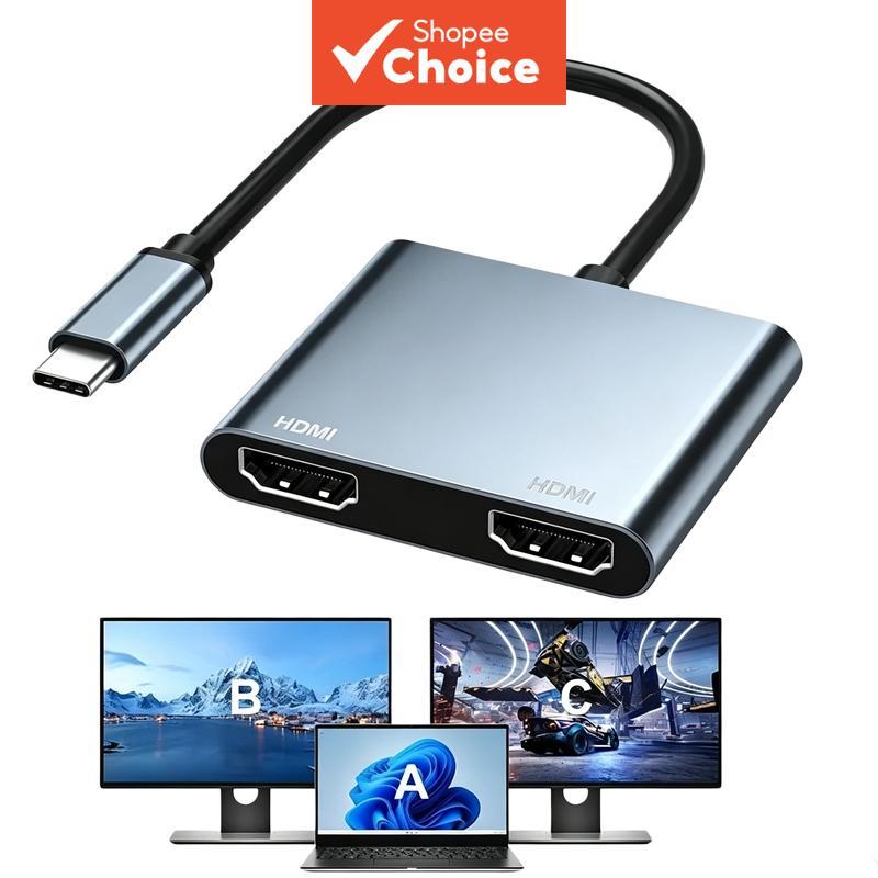 Adaptador De Exibição USB-C Para HDMI Duplo 4K Monitor HP Lenovo Thunderbolt 3 4