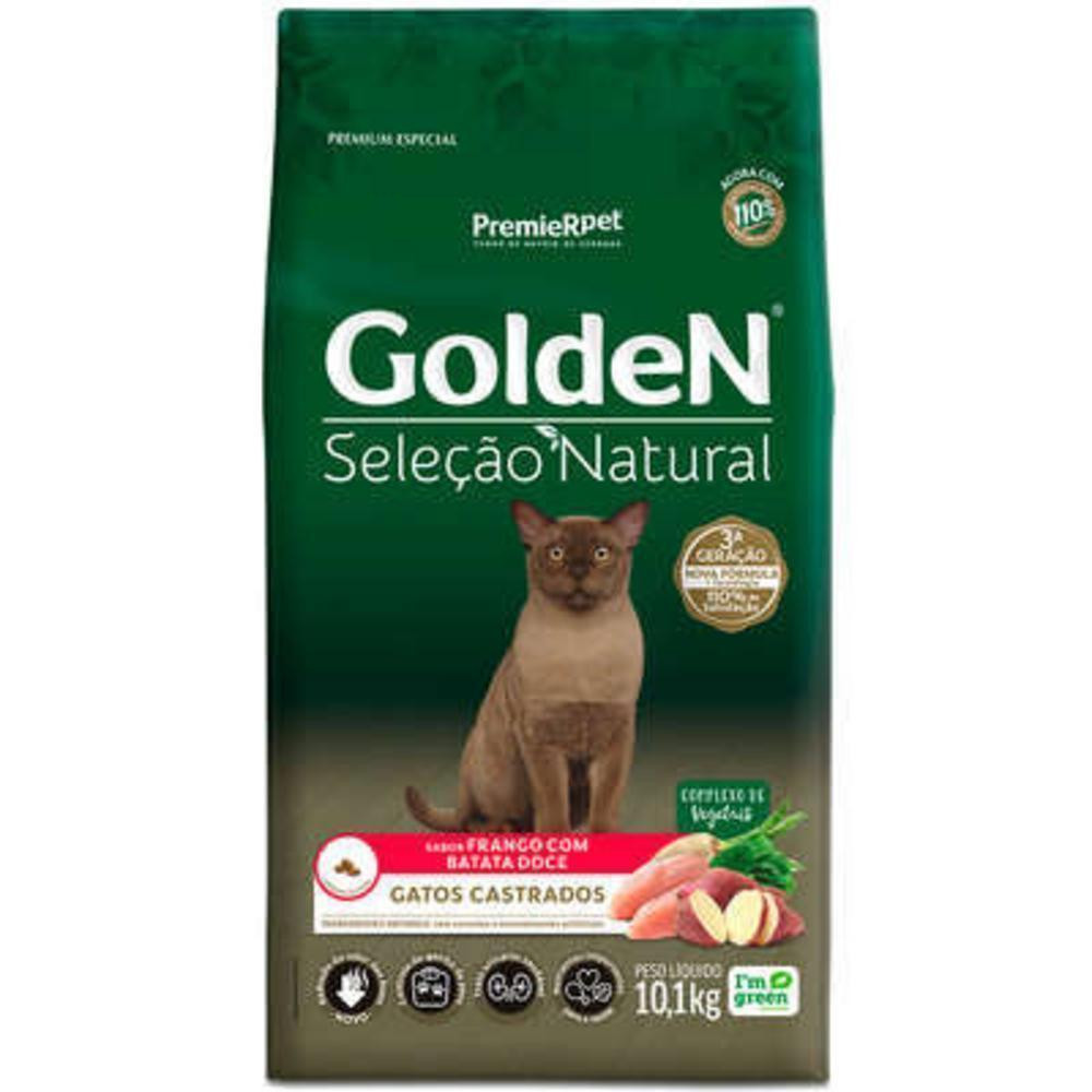 Ração Seca GoldeN Seleção Natural Frango com Batata Doce para Gatos Castrados -