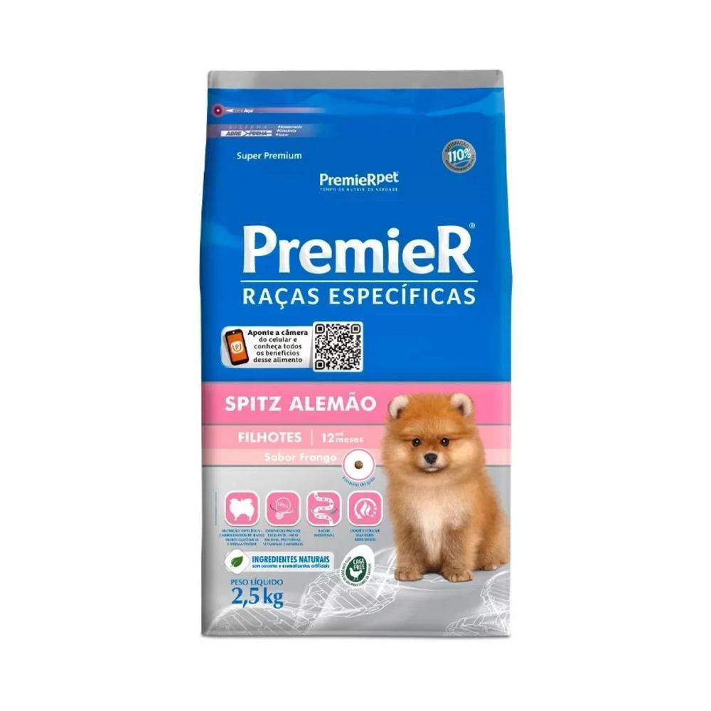 Ração Seca para Cães Filhotes de Raças Específicas Spitz Alemão Sabor Frango Premier Pet 2,5Kg