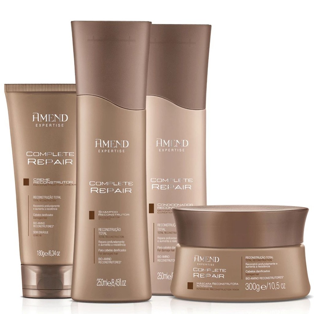 Amend Kit Expertise Complete Repair | 4 produtos - Shampoo, Condicionador, Mascara e Creme Reconstrutor