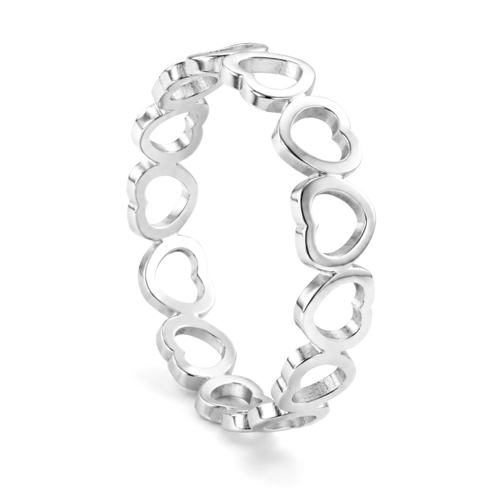 Anel Prata Coraçao Vazado Invertido 5mm Estilo Moderno Luxo Tungstenio