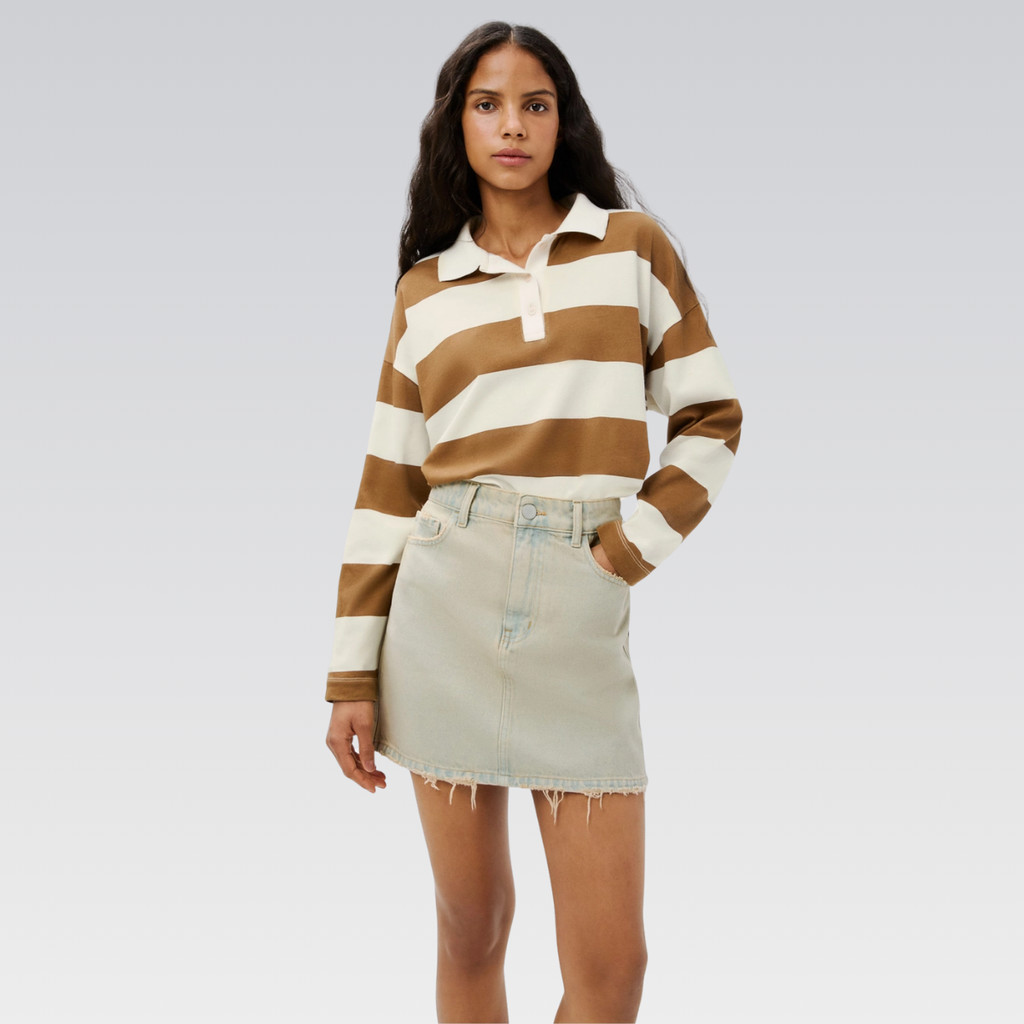 Saia Jeans Feminina Barra Desfiada Cintura Média Hering