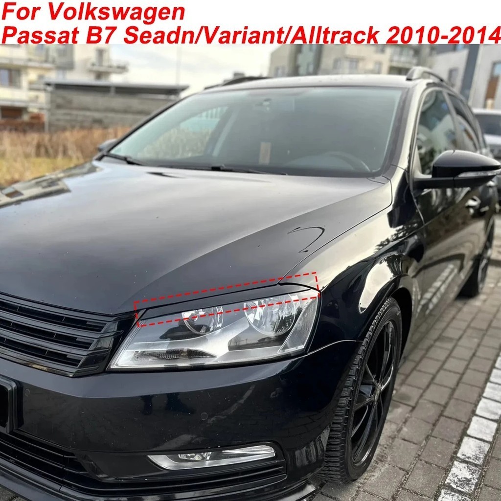 Para Volkswagen Passat B7 Seadn/Variante/Alltrack 2010-2014 Farol Do Carro Capa Adesivos Faróis Sobrancelha ABS Preto Br