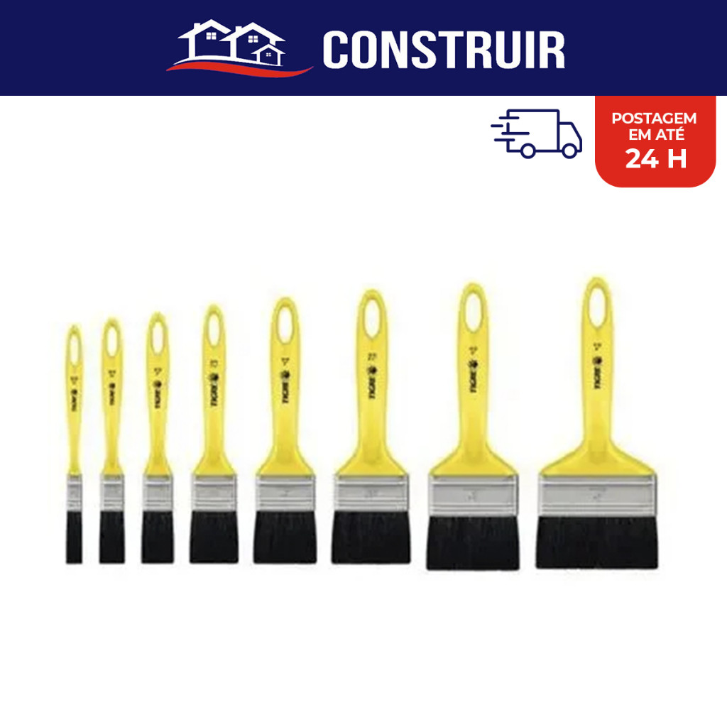 Trincha Média Pincel para Pintura Tigre 519 para Esmalte e Óleo Filamento Sintético Preto em Oferta na Shopee