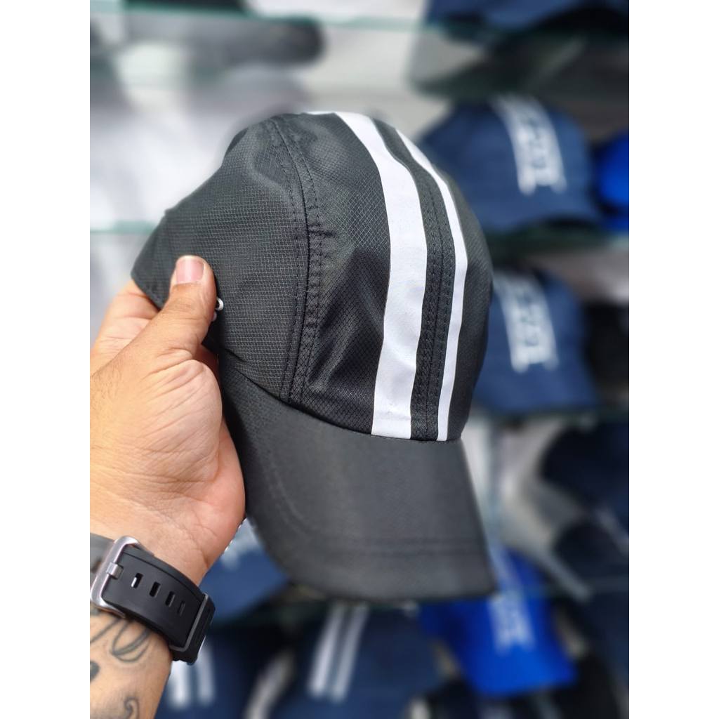 Boné Listrado Sport de Tenista Casual Listrado Sport Lateral Unissex Snapback Chapéu Aba Curva