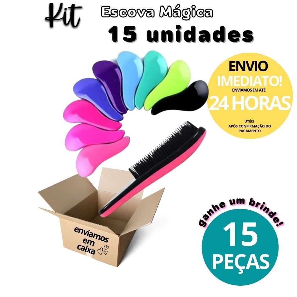 Kit Com 15 Escovas Magica Desembaraçadora Antifrizz super Macia Para Revender