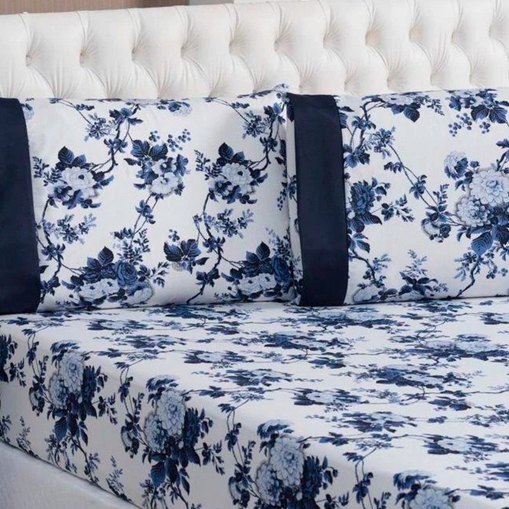 Jogo de Lençol Conjunto Cama Queen Box 3 Peças com Elástico - ESTAMPADAS SORTIDAS