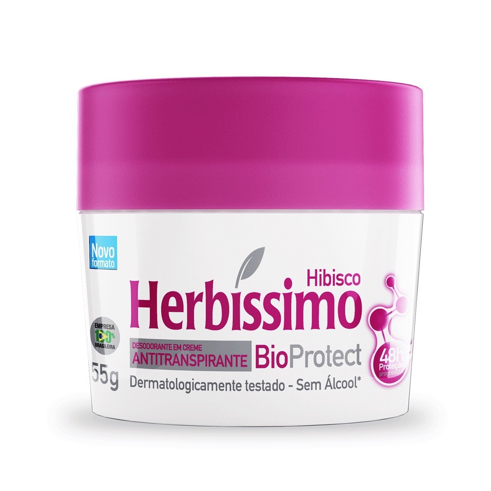 Desodorante Creme Antitranspirante Herbíssimo Bioprotect Hibisco 55G em Oferta na Shopee