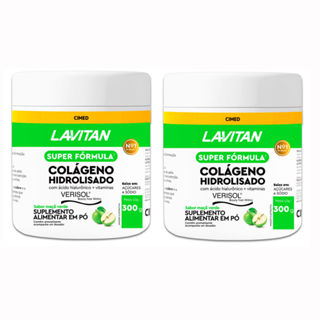 Kit 2 Lavitan Colágeno Hidrolisado Verisol Sabor Maçã Verde 300g em Oferta na Shopee