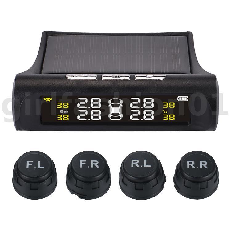 Energia Solar TPMS Sistema De Monitoramento Alarme Pressão Dos Pneus Carro Segurança Automática Sensor Externo Aviso Tem