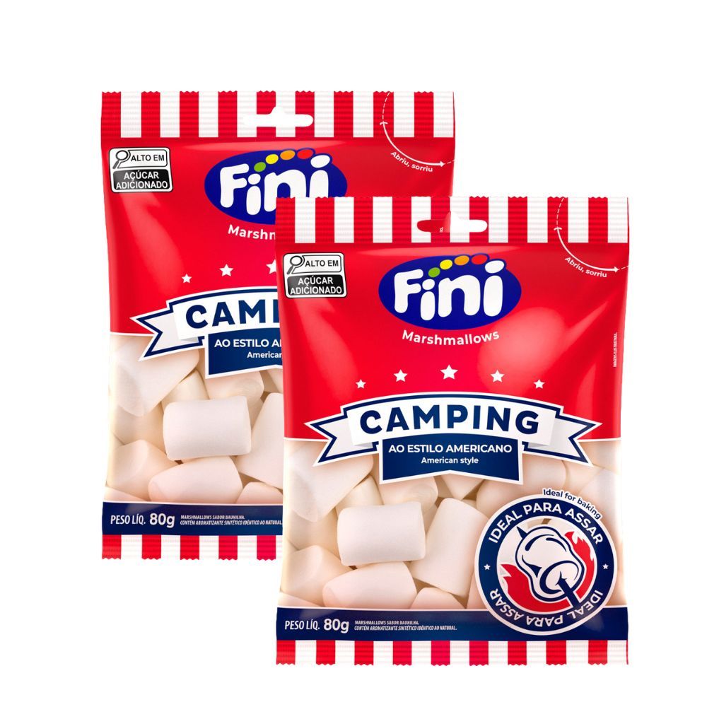 Kit 2 Marshmallows Fini Camping ao Estilo Americano para Assar 80g