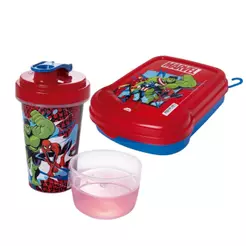 Kit Lancheira Vingadores Avengers 1 Sanduicheira 1 Garrafa Mini Shakeira Porta Pão Volta às Aulas Plasútil