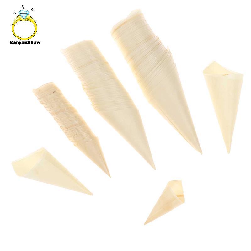 [BANY] 50 Peças Cones Descartáveis De Madeira Para Aperitivo , Copos De Casquinha De Sorvete , De Doces Festa , Bom