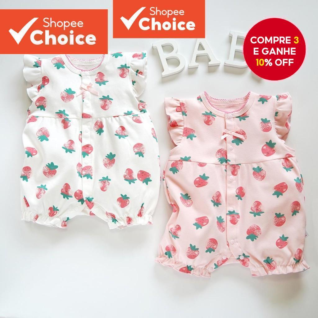 Macacão Infantil Elegante , Frutas E Vegetais Com Estampa De Laço Botão Frontal Para Bebê LNA94024