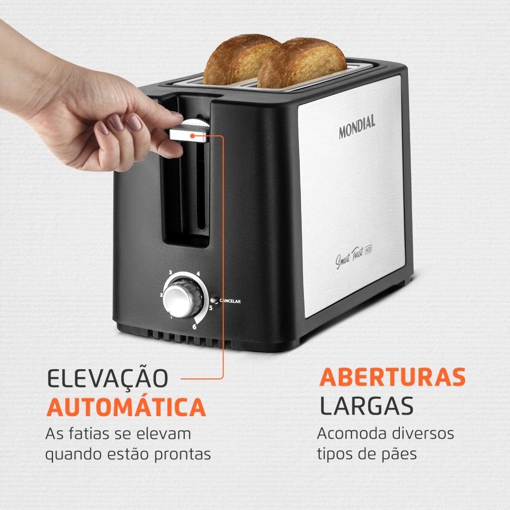 Detalhes do Torradeira de pães 800 watts - Smart Toast Inox - T-13 - Mondial