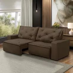 Sofá Retrátil e Reclinável 2 lugares com Molas 1,50m Ana Suede Marrom Adonai Estofados