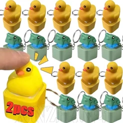 Chaveiro De Pato Com Som De Botão De Pressão-Engraçado De Alívio De Estresse De Sapo Luz LED-Presentes Interativos De Br