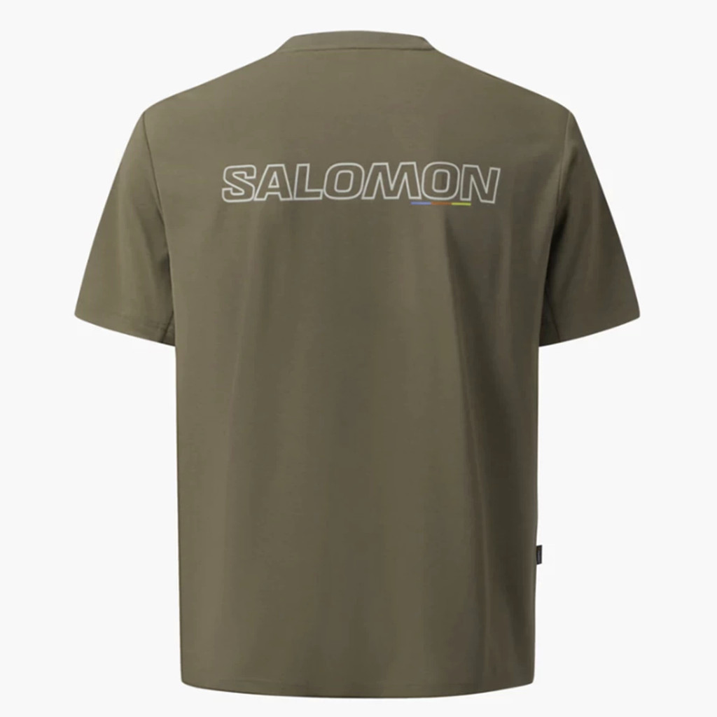 26SALOMON Salomon Carta Logotipo Impresso Manga Curta Masculina 100 % Algodão Respirável Solto Esportes E Lazer Diário C