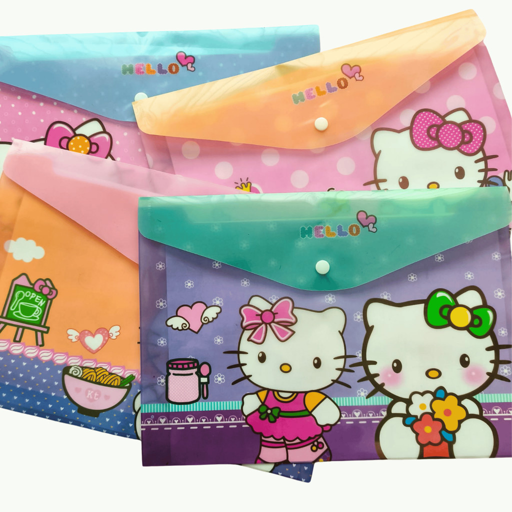 Kit 4 Pastas Envelope Hello Kitty A4 Organizador Escolar Documentos