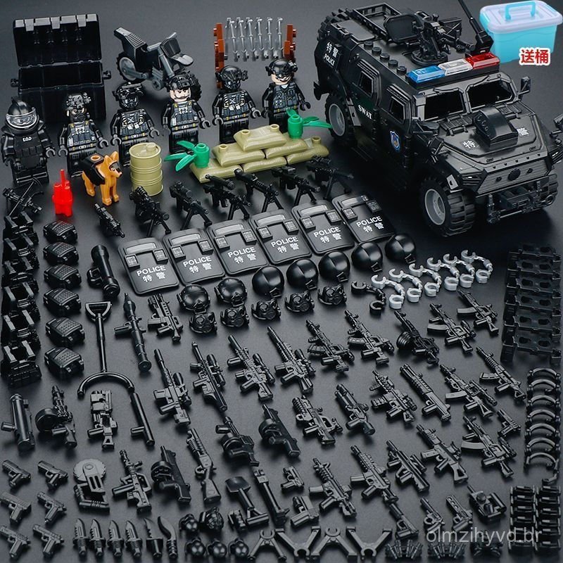 Minifiguras das Forças Especiais Black Panther SWAT Compatíveis com Blocos de Construção Lego Pequenas Partículas