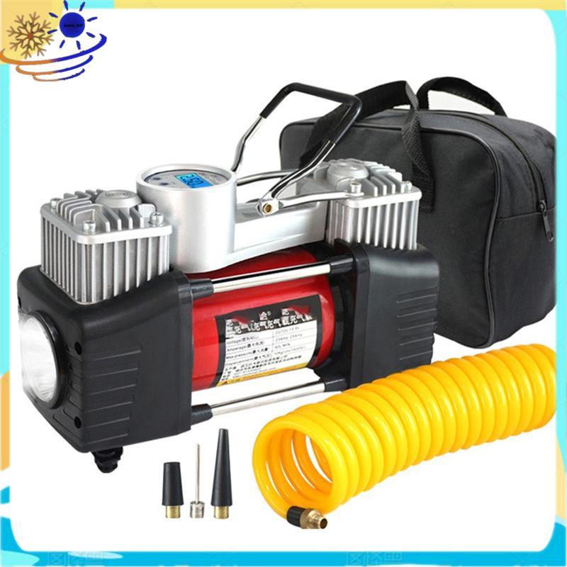 [Le's Shop] Bomba De Ar Para Carro Com Cilindro Duplo 12V , Inflador De Pneus Veículos Elétricos , Multifuncional , Port