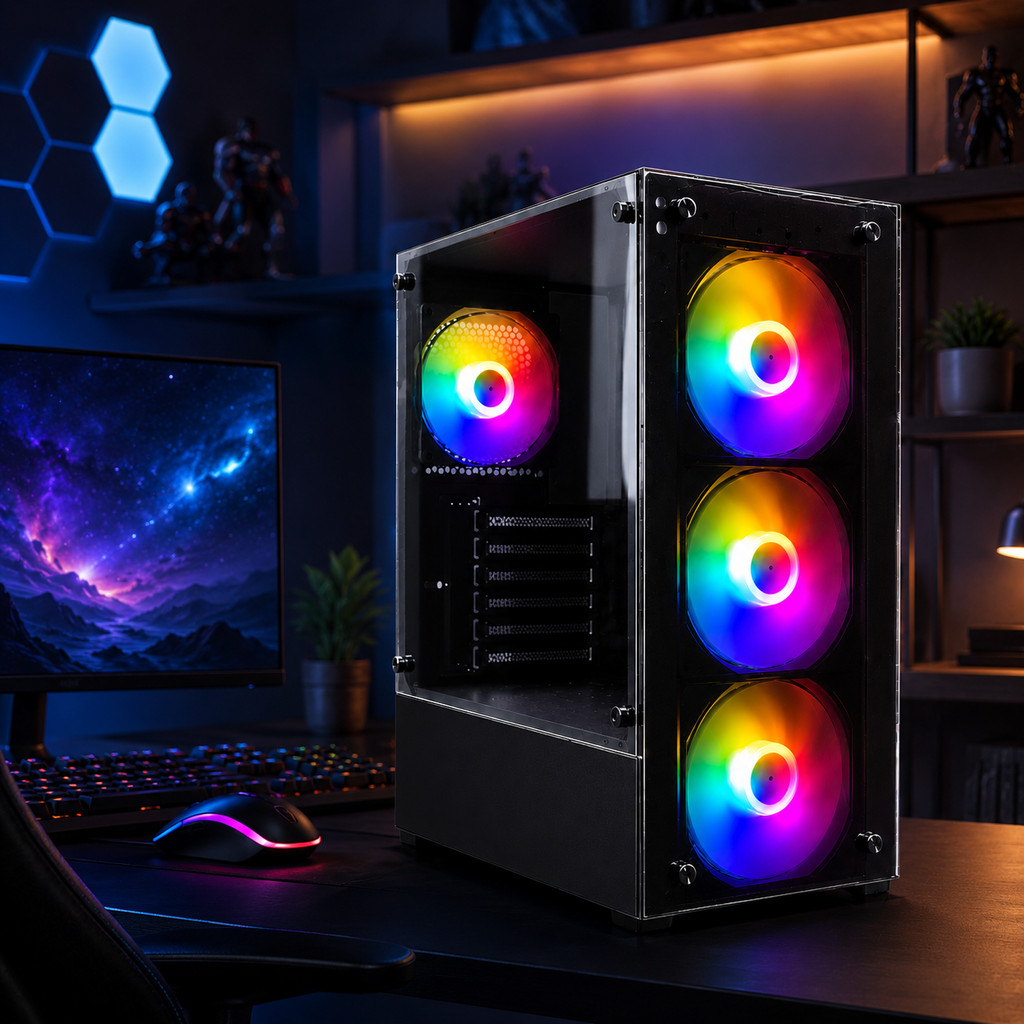 Gabinete Gamer para PC Computador com 4 Fans Vidro Lateral USB 2.0 USB 3.0 ATX AGP-A31150C