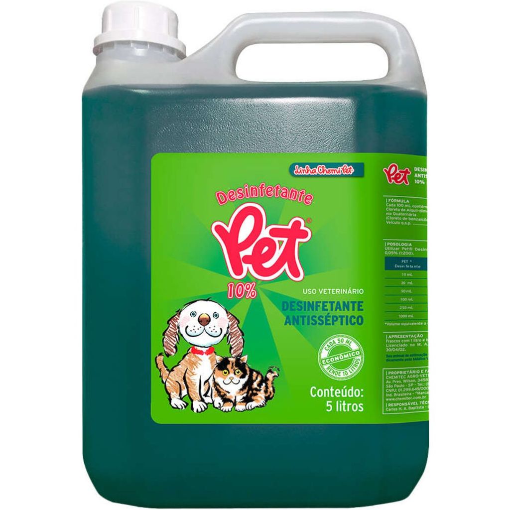 Desinfetante Pet 10% Chemitec 5L - Ideal Para Locais de Pet