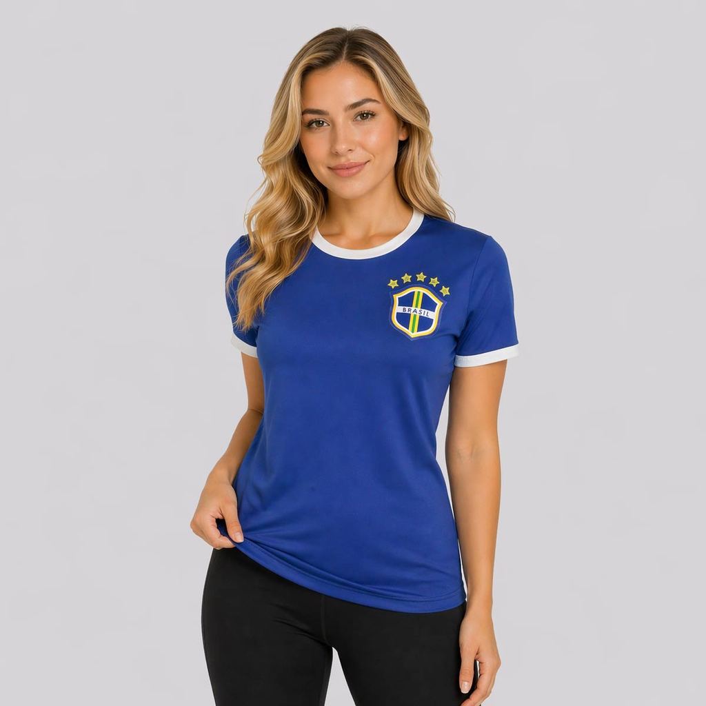 Camisa Brasil Canarinho Feminina Azul