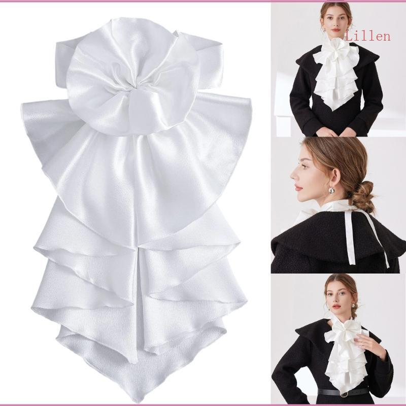 Colar Lillen Vitoriano Jabot Inserção Multicamadas Removível E Gravata Drapeada