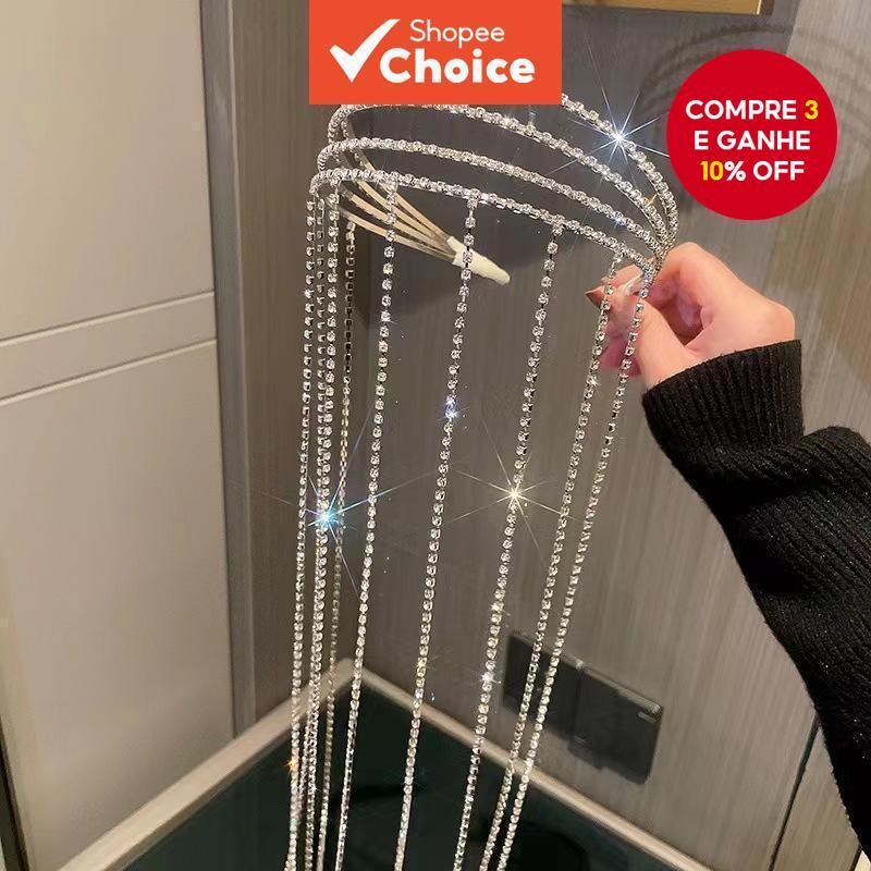 Diamante borla elegante bandana moda acessórios de cabelo feminino em Oferta na Shopee