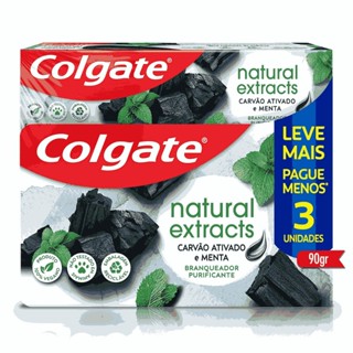 Creme Dental Colgate Natural Extracts Carvao Menta 90g 3un em Oferta na Shopee