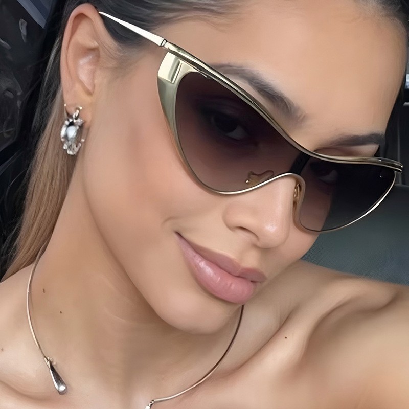 Óculos de Sol de Metal com Armação Grande Moda Óculos de Sol para Mulheres Óculos de Sol Personalizados Óculos de Sol da