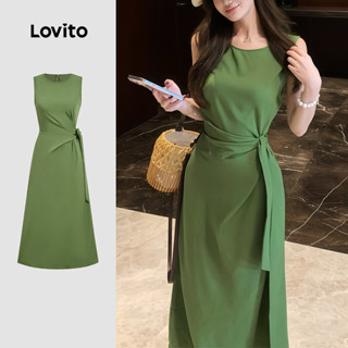 Lovito Vestido Casual com Laço para Primavera/verão Verde para Mulheres L164ED022 em Oferta na Shopee