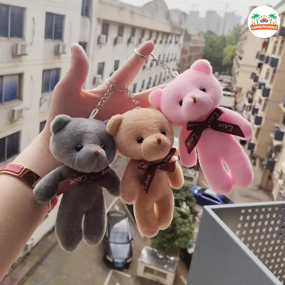 Kit 12 Urso Xadrez Animado Chaveiro Brinquedo Presente