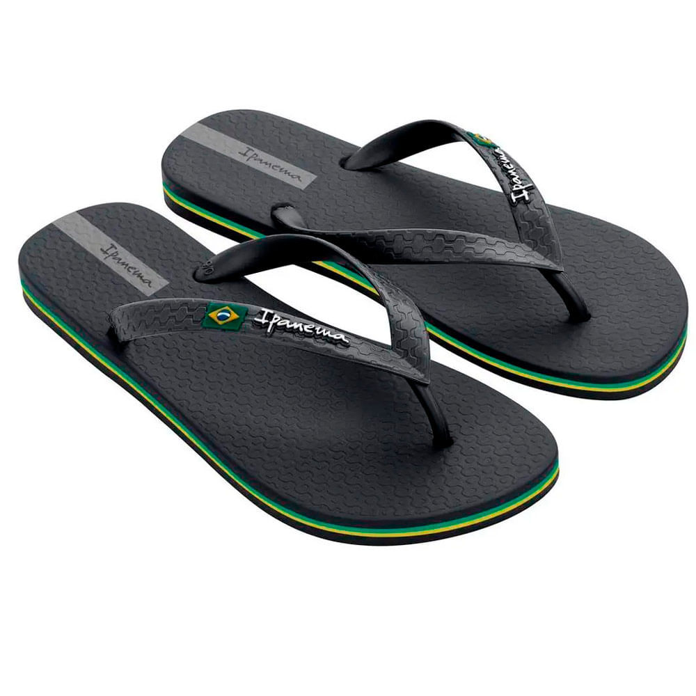 Detalhes do Chinelo Ipanema Brasil Preto Tamanho 37/38 1 Par