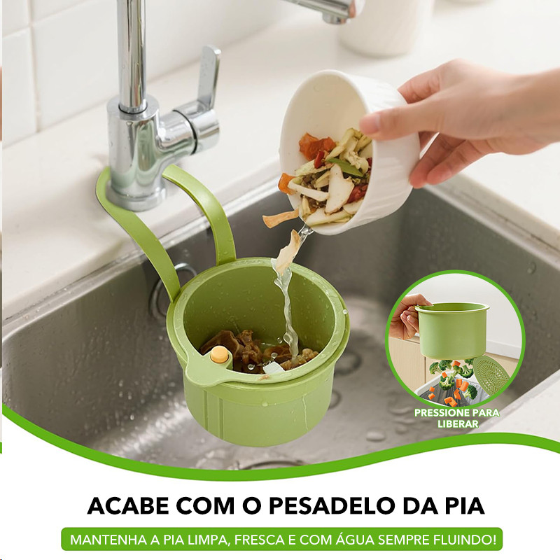 Cesta Drenagem Suspensa para Pia Cozinha - Escorredor Alimentos Legumes Frutas Multifuncional Prático Suspenso no Cano