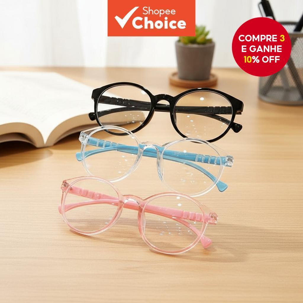  Óculos de Moda Infantil - Armação Redonda Leve com Lentes Substituíveis para Meninos e Meninas