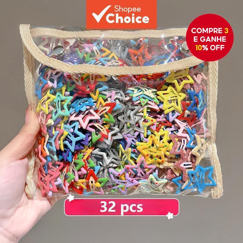 Novos Grampinhos para Cabelo Estrela para Meninas - Grampinhos para Bebês Fofos, Antiderrapantes, Acessórios de Cabelo
